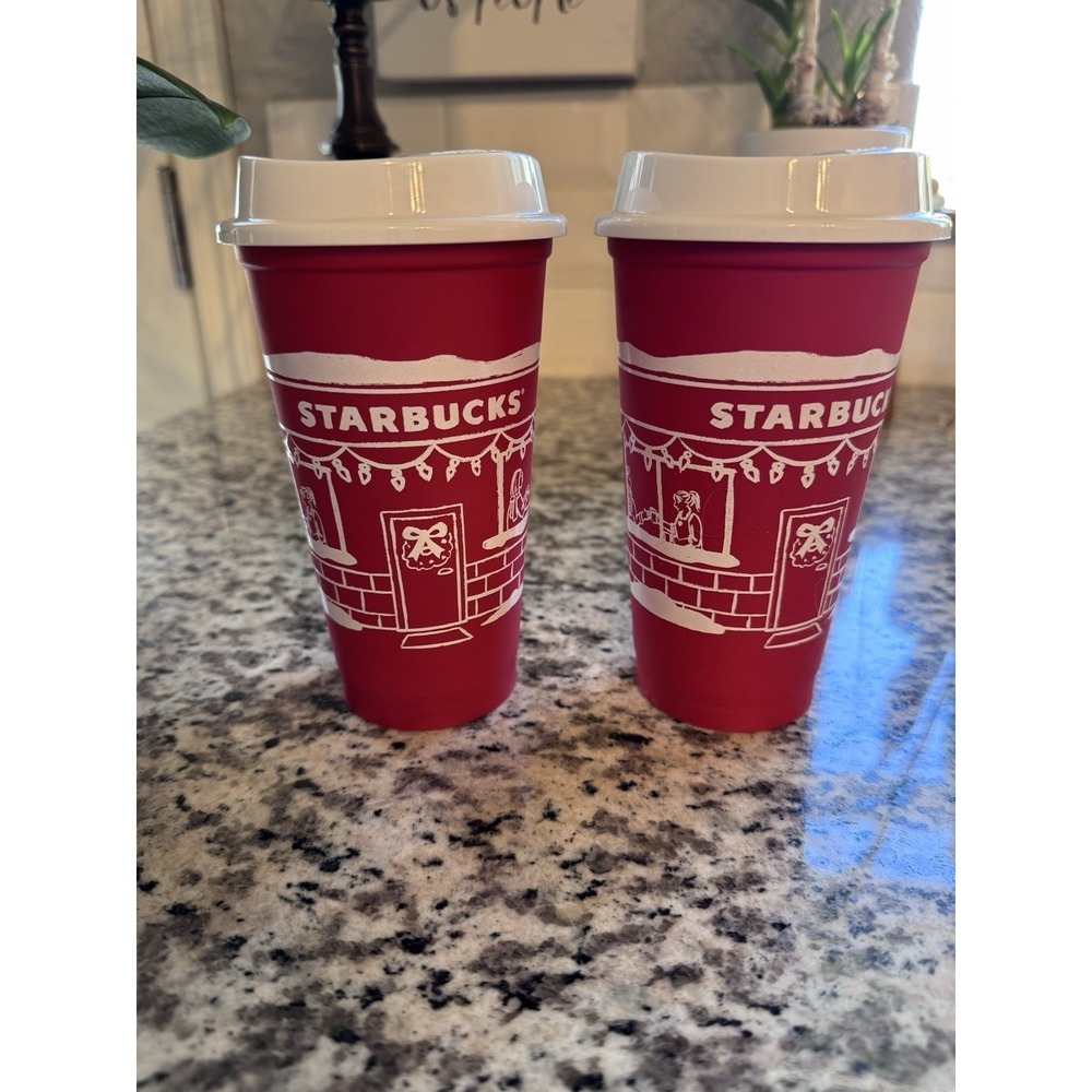 2 Starbucks Christmas 2025 Red Cup Day 16oz Holiday Reusable Cups Collectable